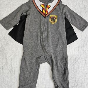 Gray Gryffindor-Inspired Baby One-Piece Bodysuit with Cape